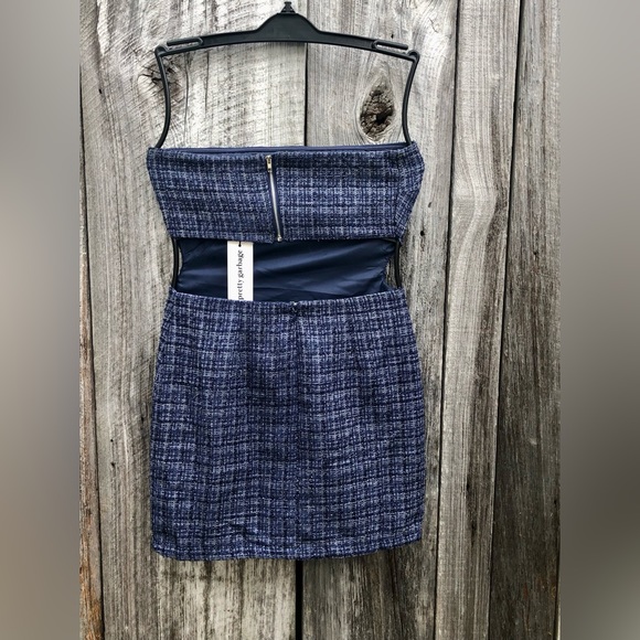 Pretty Garbage Cut Out Strapless Tweed Mini Dress Size Small - Picture 4 of 10